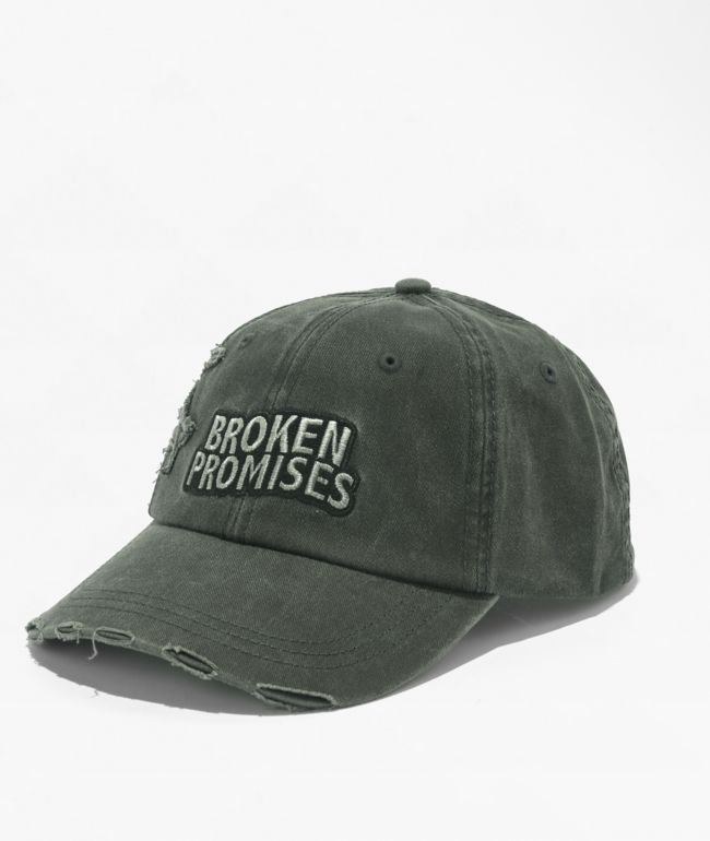 Broken Promises Barbed Dad Black Wash Strapback Hat - Broken Promises