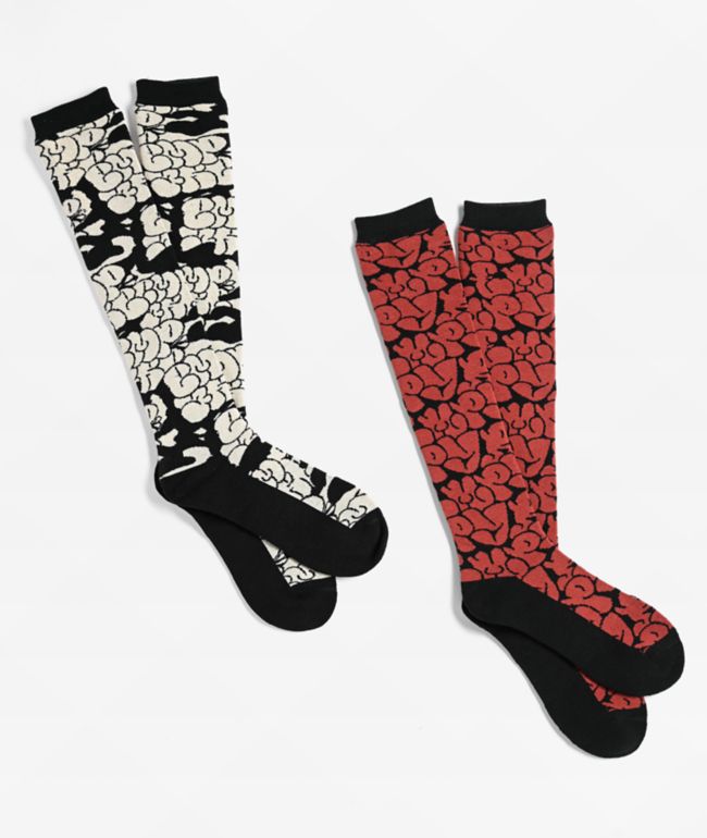 Empyre Bubble Boy 2 Pack Beige & Red Snow Socks - Empyre