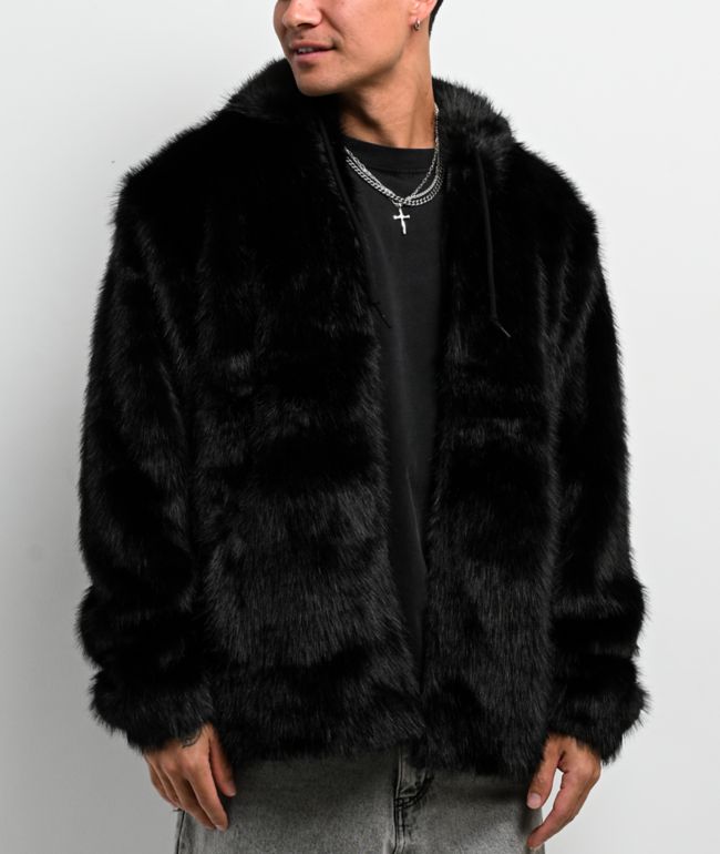 Empyre Liger Black Faux Fur Zip Hoodie - Empyre