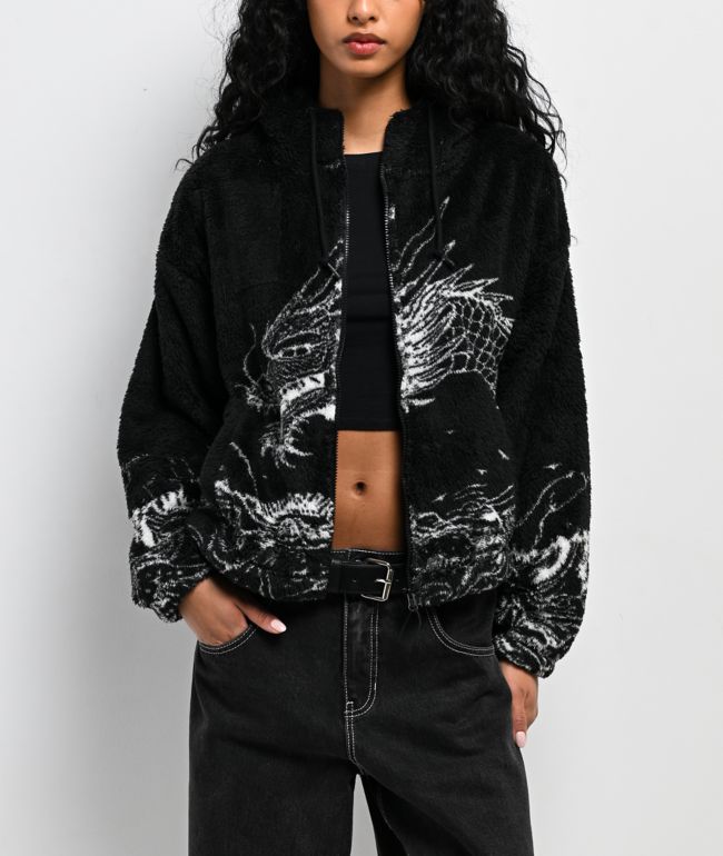 Ninth Hall Aven Flames Grey Sherpa Zip Hoodie | Zumiez