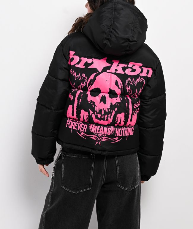 Broken Promises Faceless Black Puffer Jacket - Broken Promises