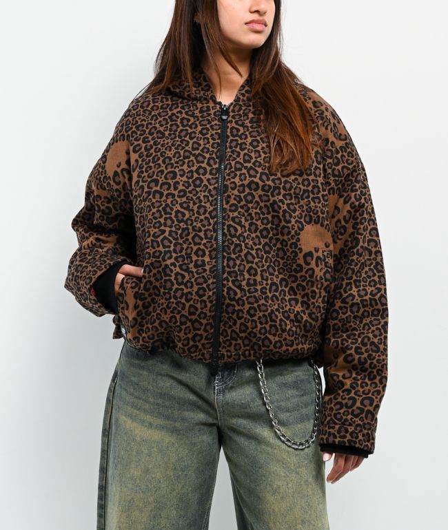 Lurking Class by Sketchy Tank Death Leopard Brown Hooded Canvas Jacket - Lurking Class by Sketchy Tank
