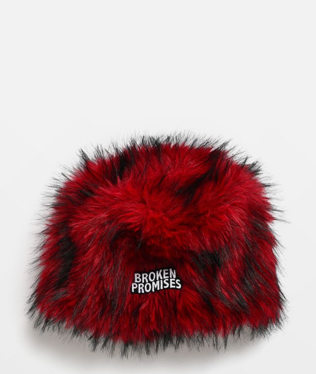 Broken Promises Redrum Red & Black Faux Fur Skully Beanie - Broken Promises