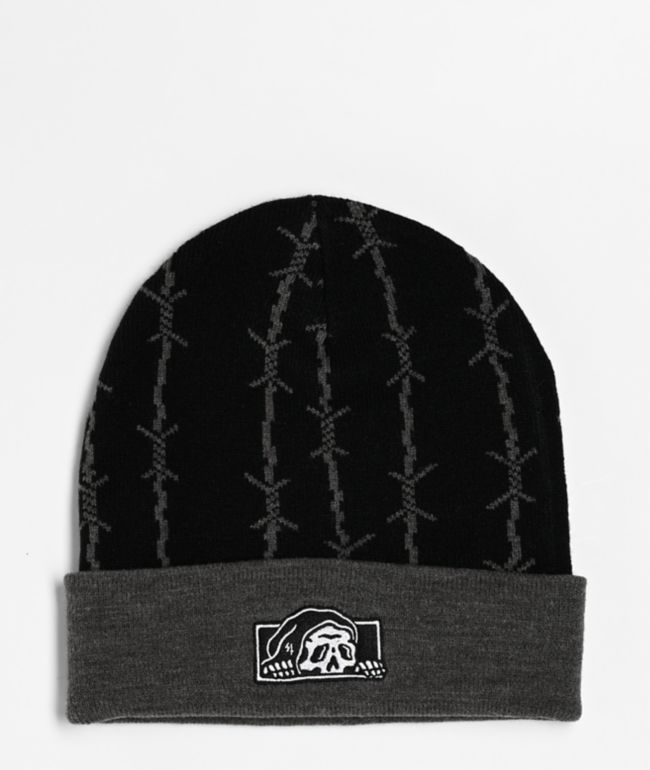 Lurking Class by Sketchy Tank Barbed Stripe Black & Grey Beanie - Lurking Class by Sketchy Tank