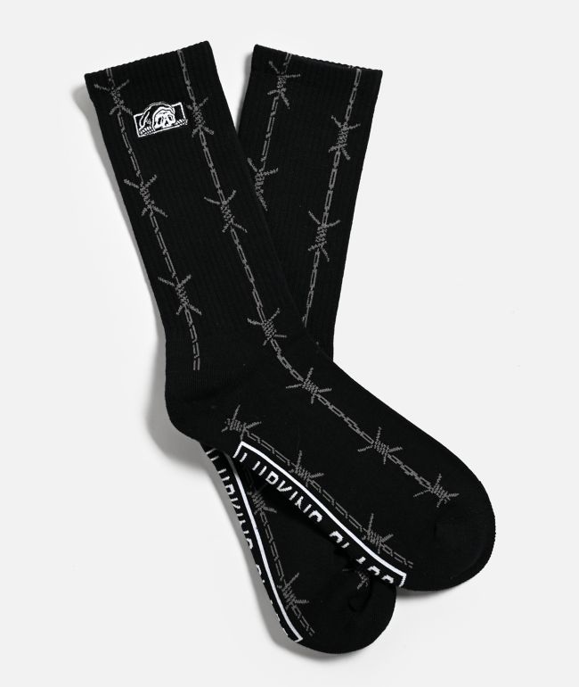 Lurking Class by Sketchy Tank Barbwire Black Crew Socks - Lurking Class by Sketchy Tank
