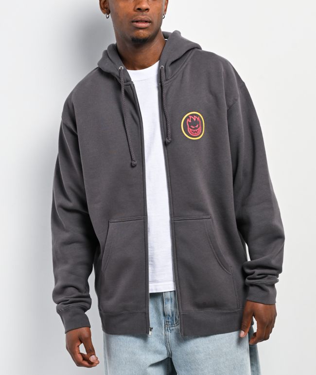 Spitfire Classic Swirl Charcoal Zip Hoodie - Spitfire