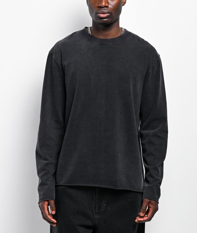 Ninth Hall Fundamentals Raw Edge Black Wash Long Sleeve T-Shirt - Ninth Hall Fundamentals