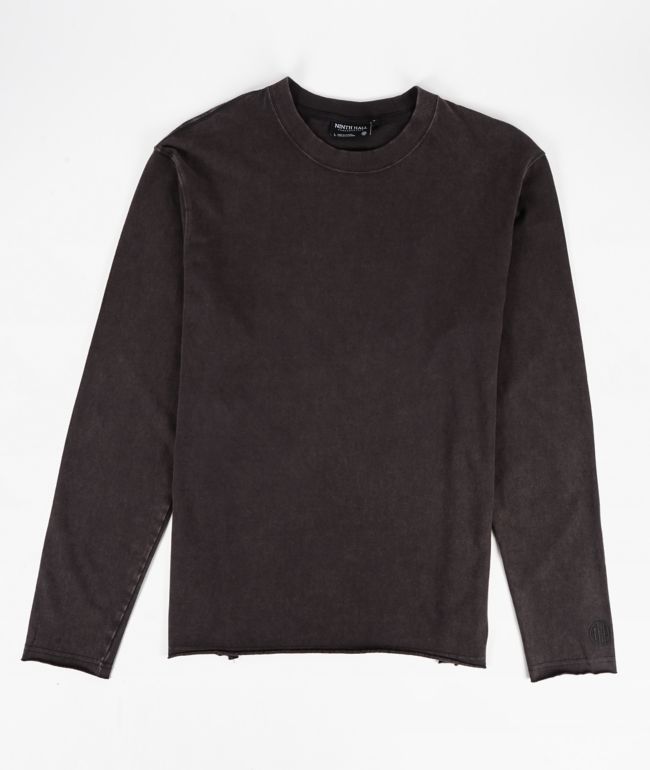 Ninth Hall Fundamentals Raw Edge Charcoal Long Sleeve T-Shirt - Ninth Hall Fundamentals