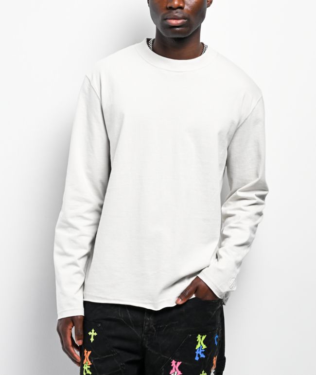 Ninth Hall Fundamentals Raw Edge Off White Long Sleeve T-Shirt - Ninth Hall Fundamentals