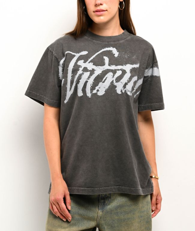 Vitriol Blurred Flowers Vintage Grey T-Shirt - Vitriol