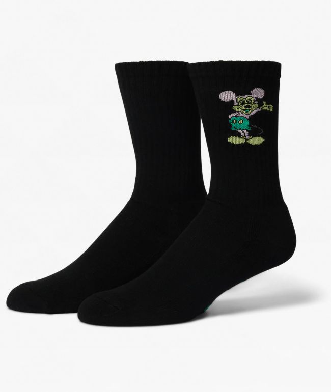Disney x HUF Mickey Mouse Greetings Black Crew Socks - HUF