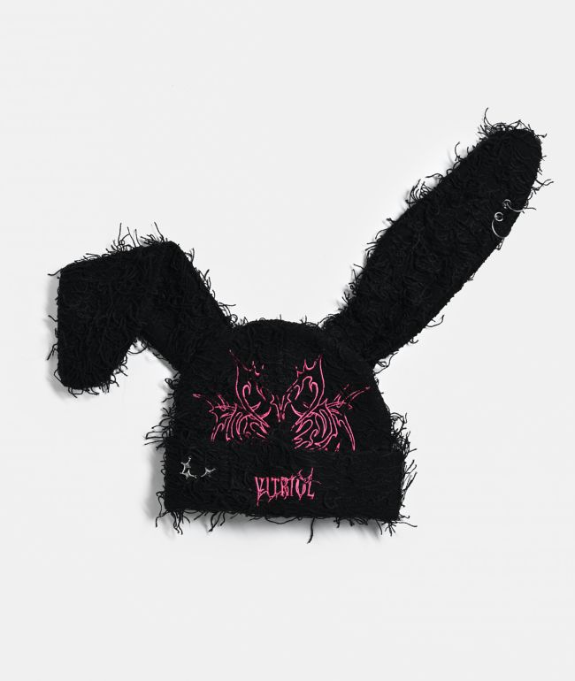 Vitriol Cyber Heart Black Bunny Beanie - Vitriol