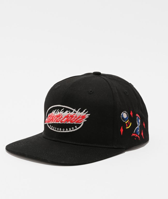 Santa Cruz Delfino Pinball Black Snapback Hat - Santa Cruz Skate