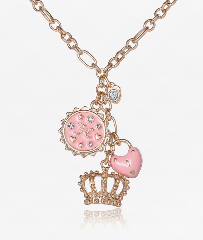 Juicy Couture Layered Pink & Goldtone Charm Necklace - Juicy Couture