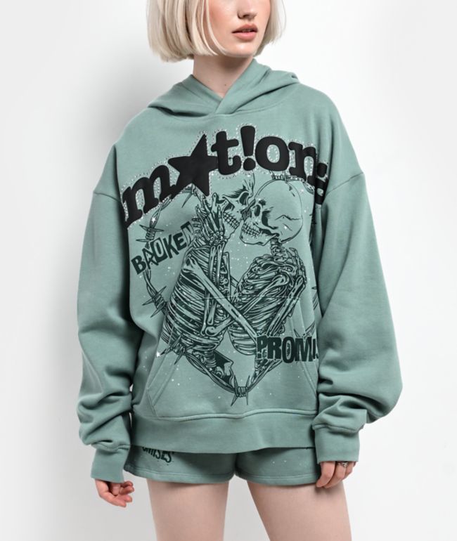 Broken Promises Emotional Embrace Green Hoodie - Broken Promises