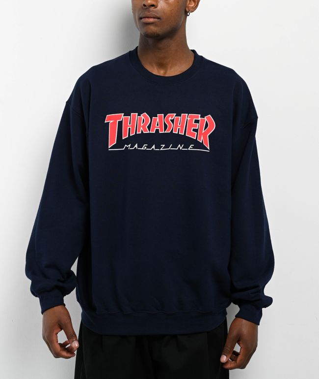 Thrasher Outline Navy Crewneck Sweatshirt - Thrasher