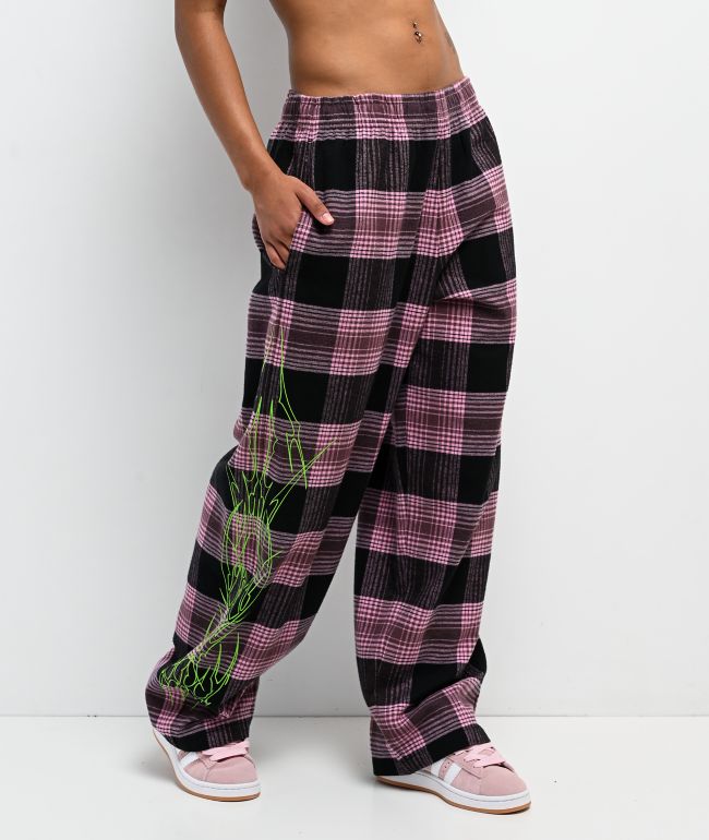 Vitriol Summoned Pink & Black Plaid Lounge Pants - Vitriol