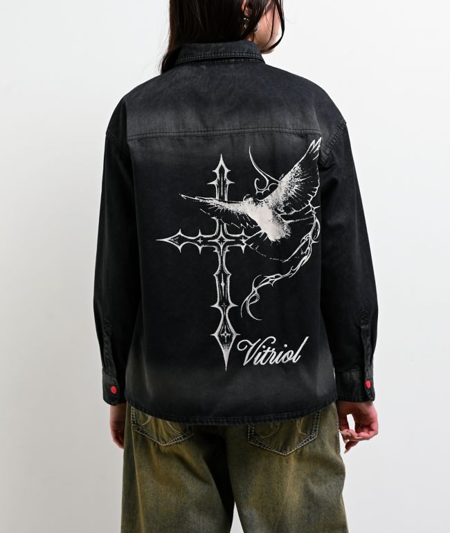 Vitriol Unravel Black Wash Woven Long Sleeve Button Up Shirt - Vitriol