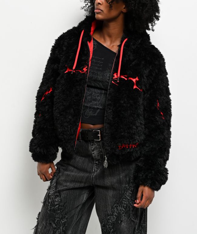 Vitriol Furget Me Not Black Crop Zip Jacket - Vitriol