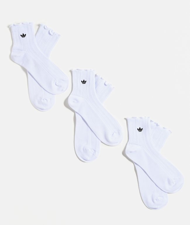 adidas Originals Ruffle 3-Pack White Ankle Socks - adidas
