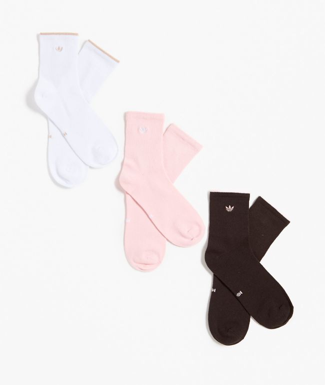 adidas Luna 3 Pack Brown, Pink & White Ankle Socks - adidas
