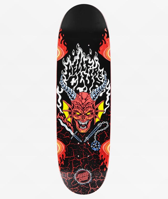 Stranger Things x Santa Cruz Hellfire Club Flames Glow In The Dark 9" Skateboard Deck - Santa Cruz Skate