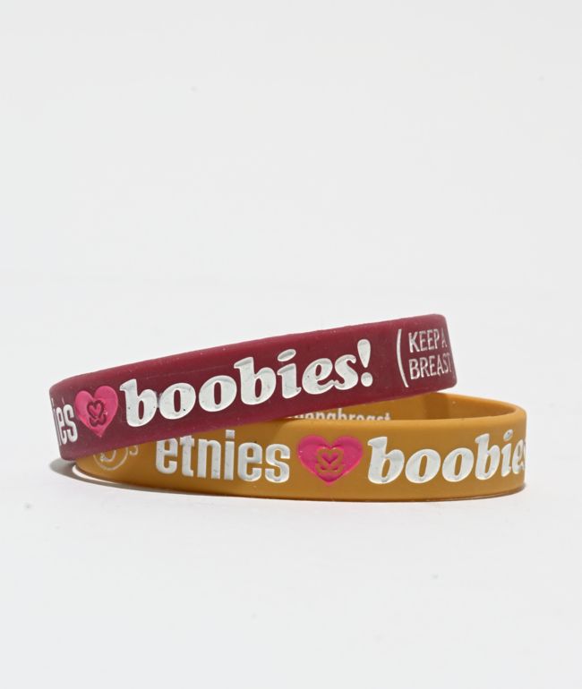 Keep A Breast Foundation x Etnies I Heart Boobies Red & Yellow Mini 2 Pack Bracelets - Keep A Breast Foundation