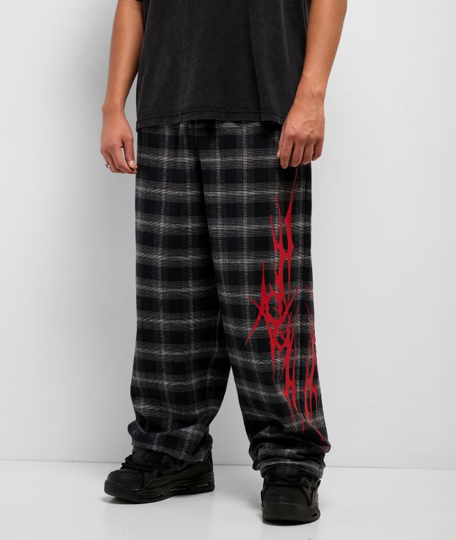 Vitriol Jagged Black Plaid Lounge Pants - Vitriol