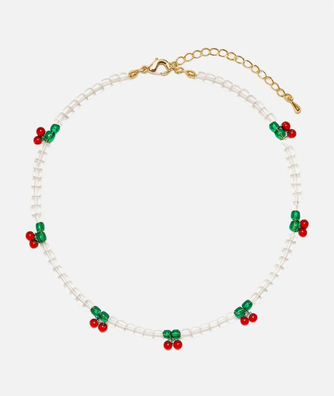 Color Trip Cherry Bead Choker Necklace - 