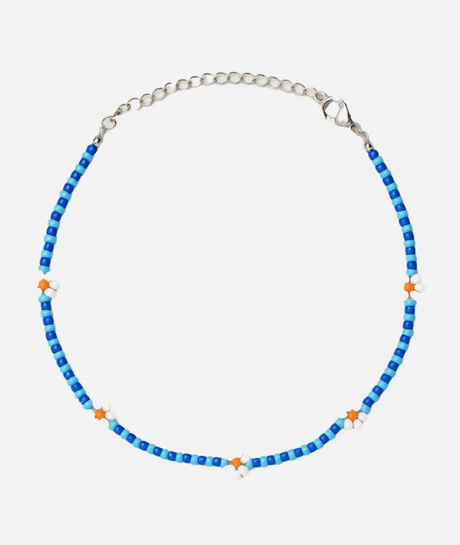 Color Trip Daisy Blue Bead Choker Necklace - 