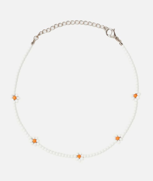 Color Trip Daisy White Bead Choker Necklace - 