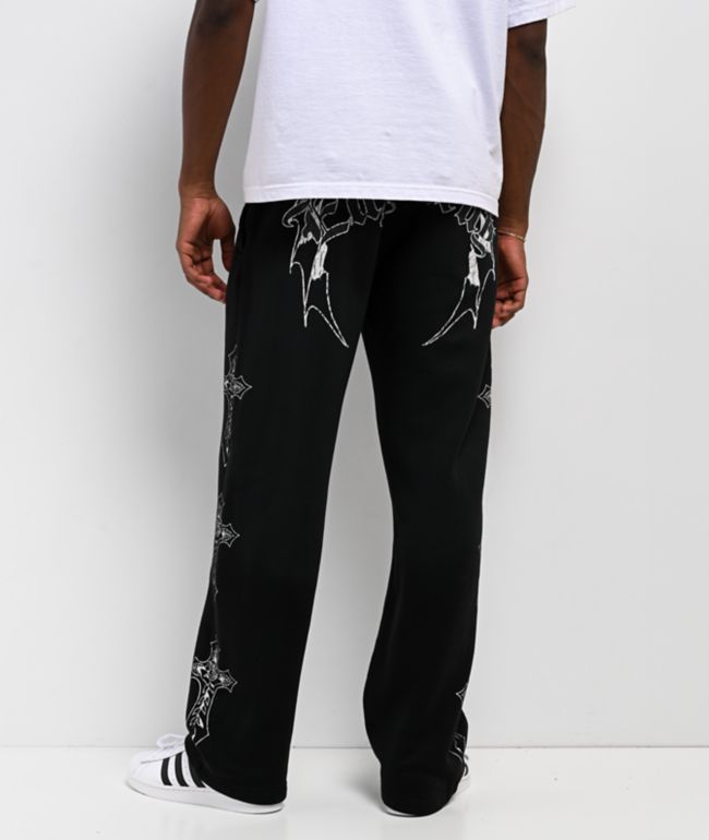 Ed Hardy Crosses Sunfade Black Baggy Sweatpants - Ed Hardy