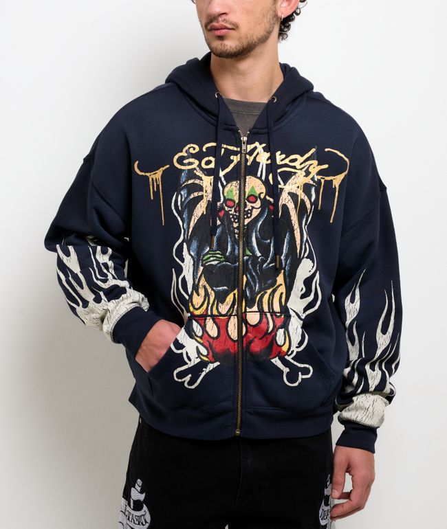 Ed Hardy Lord Sunfade Navy Zip Hoodie - Ed Hardy