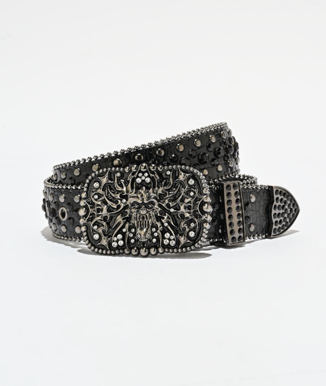 Vitriol Chrome Veil Rhinestone Black Belt | Zumiez