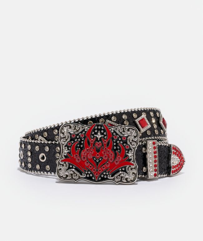 Vitriol Chrome Veil Rhinestone Black Belt - Vitriol