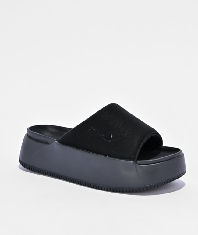Nike Calm Elevation Black Platform Slide Sandals - Nike