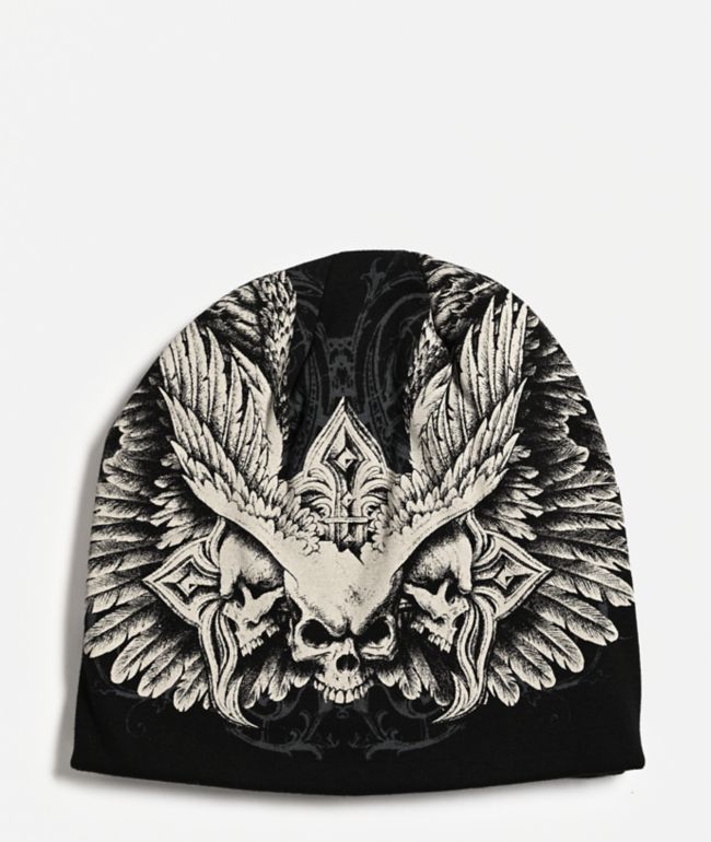 Affliction Death Eyes Black Reversible Skully Beanie - Affliction