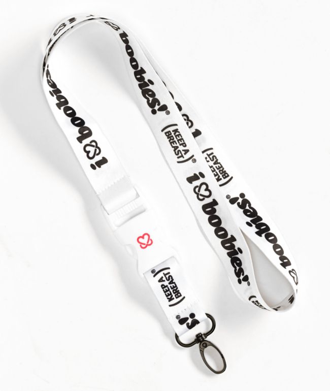 Keep A Breast Foundation I Heart Boobies White Lanyard - Keep A Breast Foundation