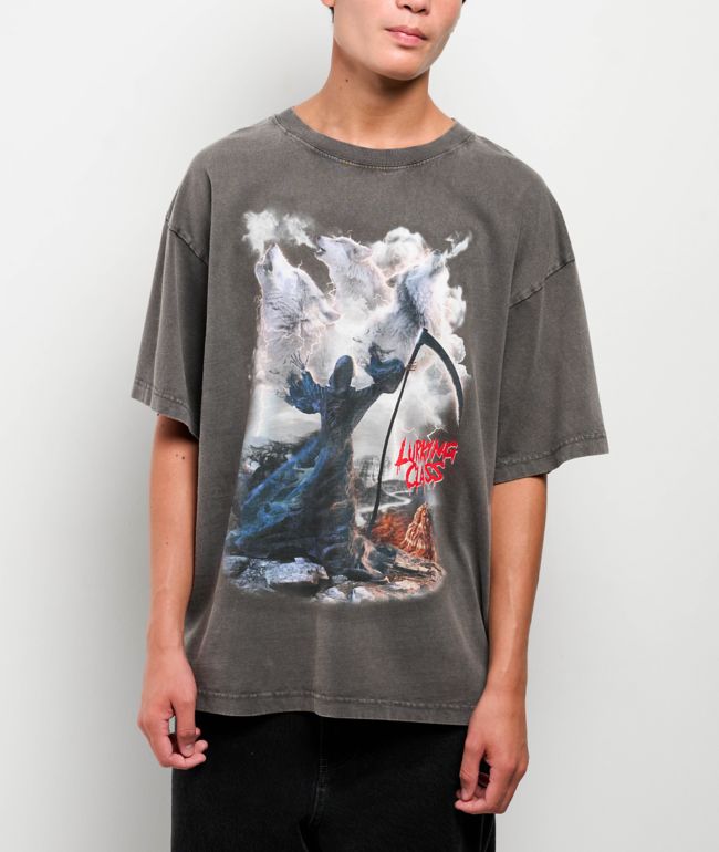 Lurking Class by Sketchy Tank Wolves Grey T-Shirt - Lurking Class by Sketchy Tank