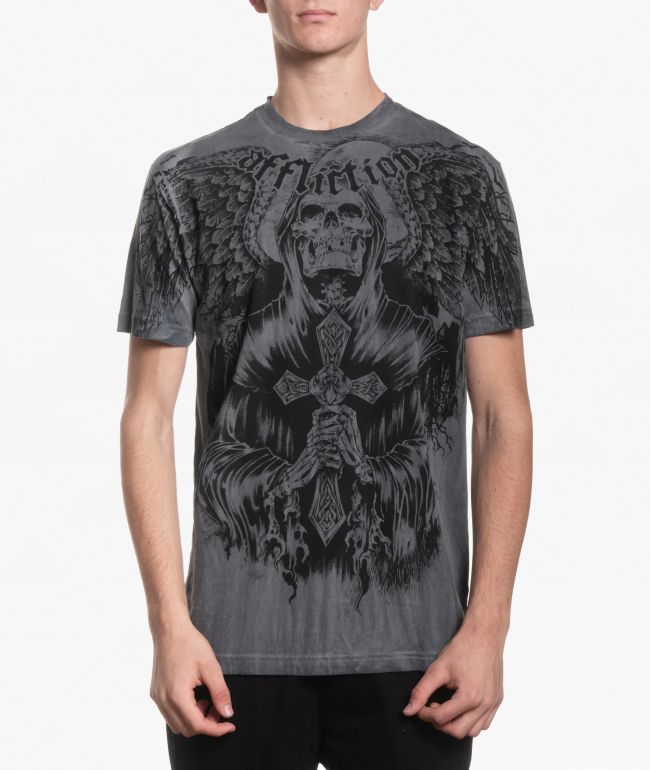 Affliction Nightmare Charcoal Wash T-Shirt - Affliction