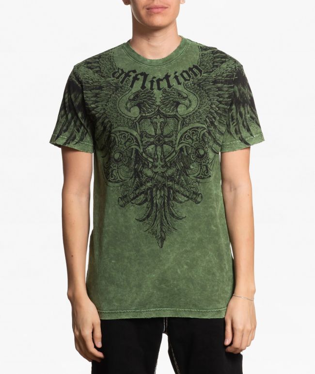 Affliction Alpha Strike Green Wash T-Shirt - Affliction