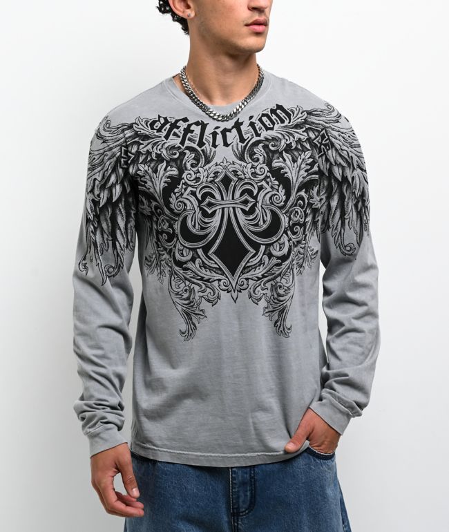 Affliction Step Of Honor Grey Long Sleeve T-Shirt - Affliction