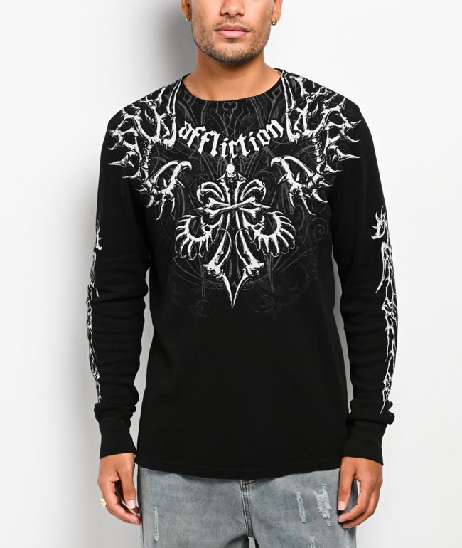 Affliction Skeleton Black Thermal Long Sleeve T-Shirt - Affliction