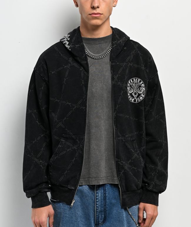 Affliction Iron Briar Black Wash Zip Hoodie - Affliction