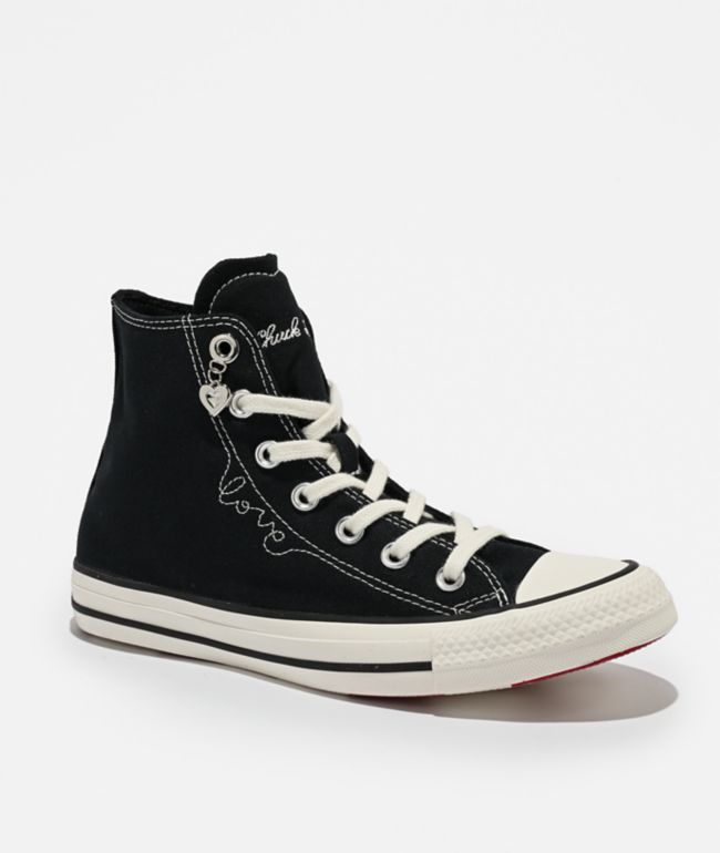 Converse Chucks In Love Chuck Taylor All Star Black & Egret High Top Shoes - Converse