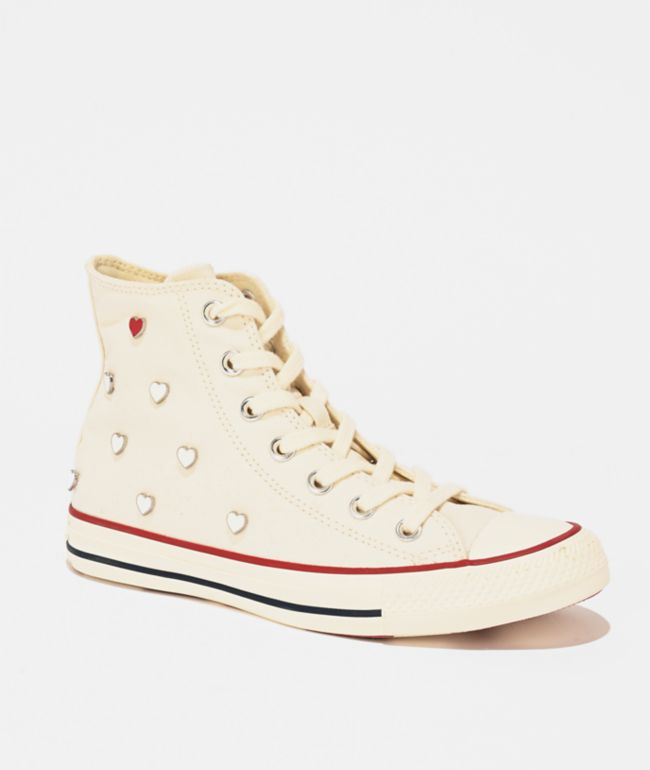 Converse Chuck Taylor All Star Chucks In Love Egret & Red High Top Shoes - Converse
