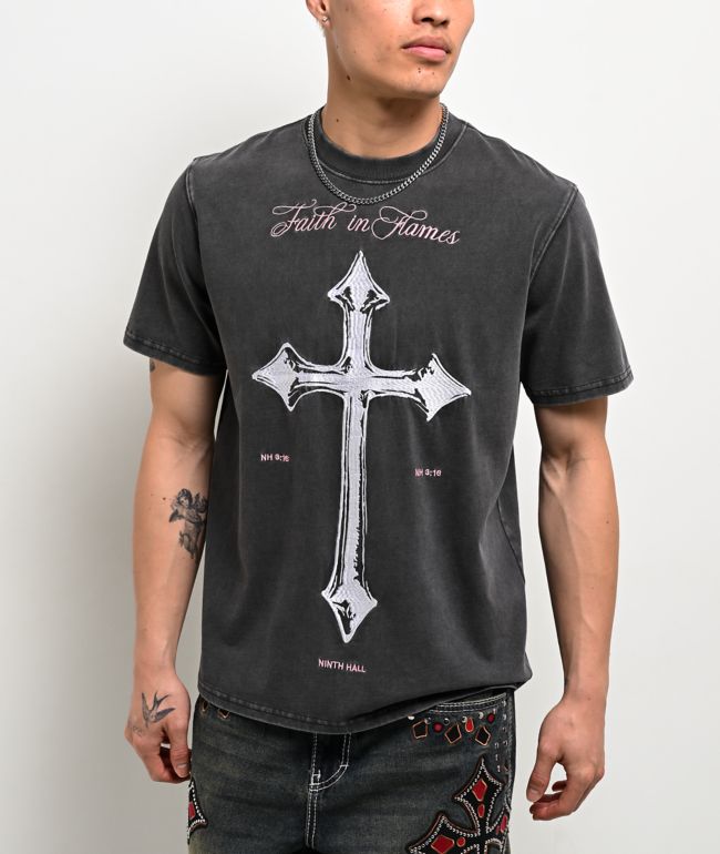 Ninth Hall In Flames Charcoal Wash T-Shirt - Ninth Hall