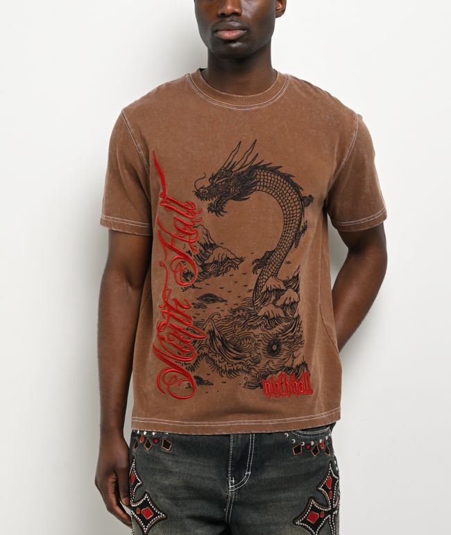 Ninth Hall Dragon Mountain Brown Wash T-Shirt - Ninth Hall