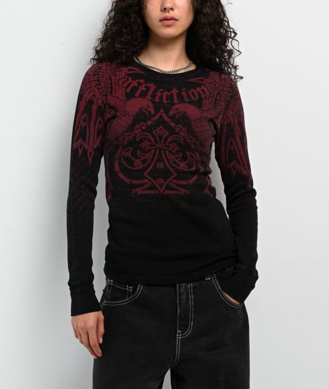 Affliction Skyward Crown Black Thermal Long Sleeve T-Shirt - Affliction