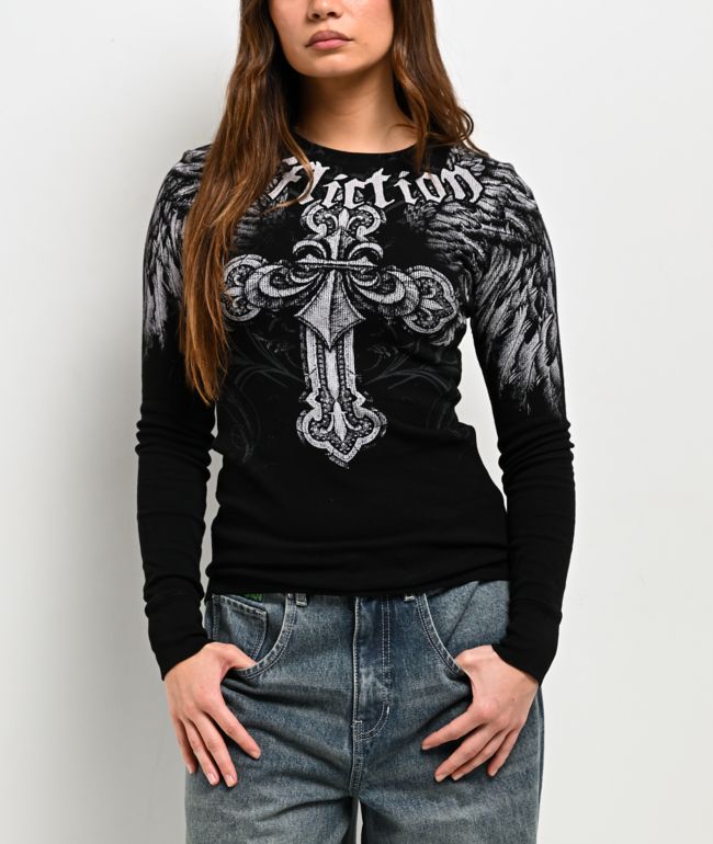 Affliction Angelo Black Thermal Long Sleeve T-Shirt - Affliction